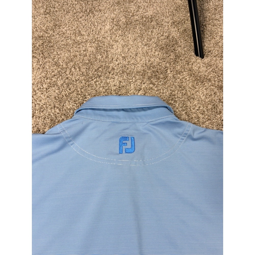 FootJoy Polo Shirt Mens Blue Gray Striped Performance Stretch Golf Light - Picture 3 of 5